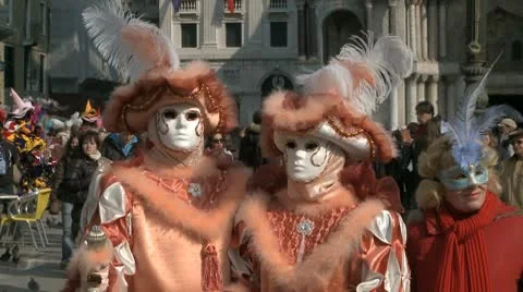 Disguised Couple In Venice On Carnival