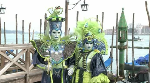Masked Couple In Venice On Carnival