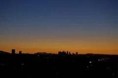 Sunrise With Heat Haze Of Downtown