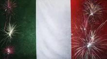 Italy Flag Firework Grunge Concept real fabric