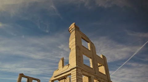 Time Lapse Zoom Out Abandoned Building Ghost Town