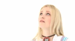 Woman With Sad Expression Looking Up