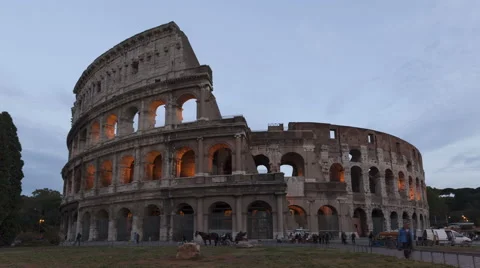 4K Time Lapse Zoom Out Colosseum Rome Sunset, Italy