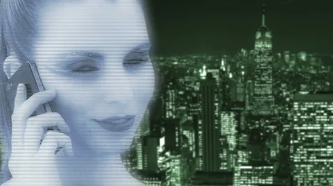 Woman Hologram Talking On Phone