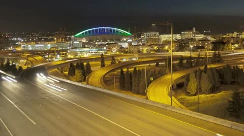 Seattle Sunset Interstate Traffic