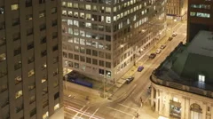 Time Lapse Rotation Move Of Aerial Traffic Intersection At Night