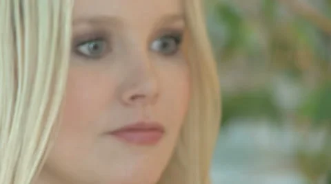 Close Up Face Beautiful Blonde With Defocus