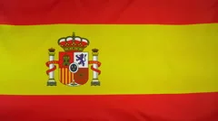 Spain Flag Real Fabric Close Up 4K