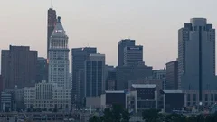 Timelapse Close Up Pan Shot Sunset Cincinnati Skyline