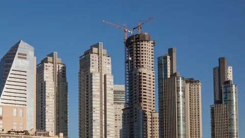 Time Lapse Buenos Harbor Aires Skyline Close Up