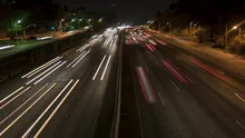 4K Time lapse freeway light trails at night