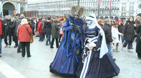 Masked Couple In Venice On Carnival
