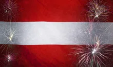 Austria Flag Firework Grunge Concept real fabric