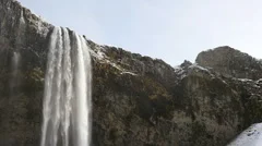Slowmotion Seljalandsfoss Waterfall Tilt Shot