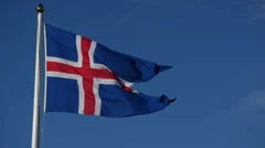 Slowmotion Lowering Icelandic Flag