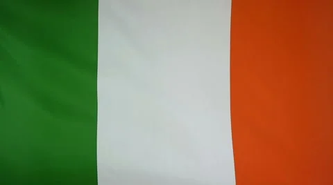 Slowmotion Real Textile Flag Of Republic Of Ireland