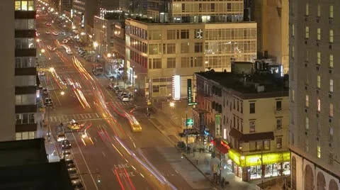 Timelapse Traffic At Night On 8Th Ave