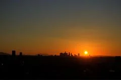 Sunrise With Heat Haze Of Downtown