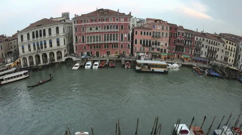 4K Time Lapse Zoom Out Fisheye Venice Sunset Grand Canal