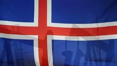 Iceland Flag Slow Motion Oil Production Concept
