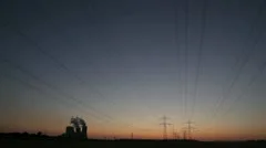 Power Plant With Power Lines During Sunset