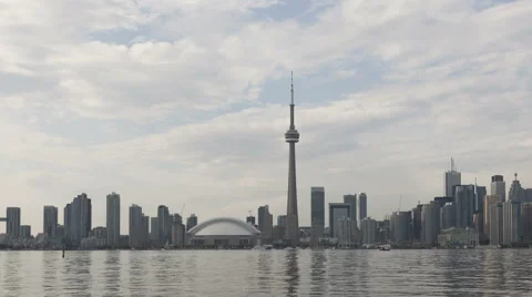 4K Time Lapse Pan Shot Toronto Skyline Daytime, Canada