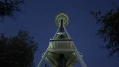 Time Lapse Zoom Out Of Seattle Space Needle Night