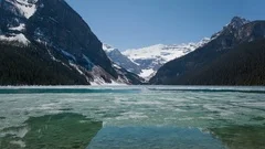 4K Time Lapse Broken Ice On Lake Louise