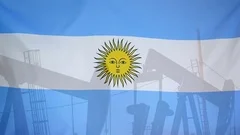 Argentina Flag Slow Motion Oil Production Concept