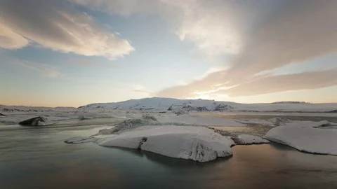 4K Time Lapse Jökulsarlon Sunset