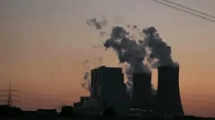 Power Plant With Power Lines During Sunset