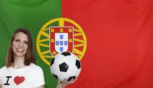 Portugal Flag with female soccer fan