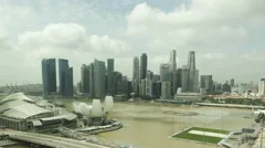 4K Timelapse Singapore Skyline Aerial View Zoom Out