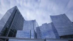 4K Time Lapse Glass Skyscrapers Zoom Out