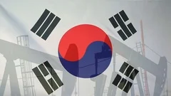 South Korea Flag Slow Motion Oil Production Concept
