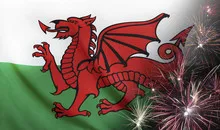 Wales Flag Firework real fabric