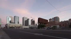 4K Time Lapse Traffic Phoenix Downtown At Dusk