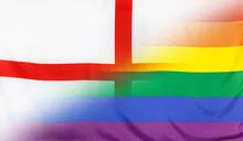 Rainbow Flag merged with Flag of England