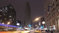 4K Time Lapse Zoom Out Traffic Flatiron Building Nyc