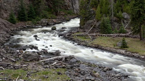 4K Time Lapse Tilt Pan Shot Rough Yellowstone River
