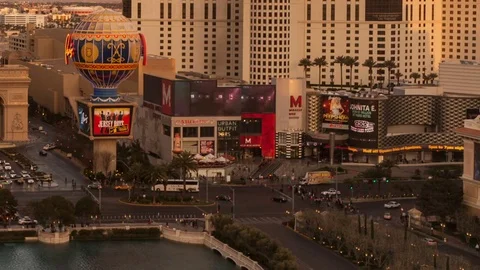 Time Lapse Sunset On Las Vegas Strip Close Up