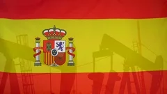 Spain Flag Slow Motion Oil Production Concept