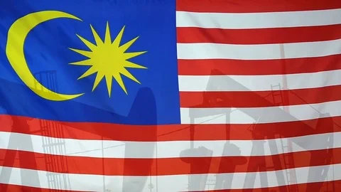 Malaysia Flag Slow Motion Oil Production Concept