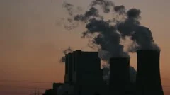 Power Plant With Power Lines During Sunset