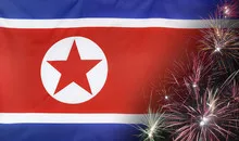 North Korea Flag Firework real fabric