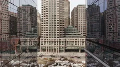 4K Time Lapse Close Up Of Traffic On Office Building Reflection