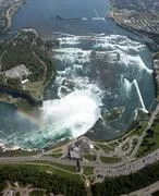 Aerial Niagara Falls With Rainbow