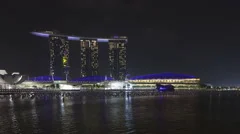 Time Lapse Close Up Zoom In Marina Bay Sands Resort At Night
