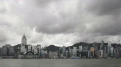 4K Time Lapse Hong Kong Skyline Dark Clouds