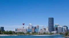 4K Time Lapse Close Up Of Calgary Skyline